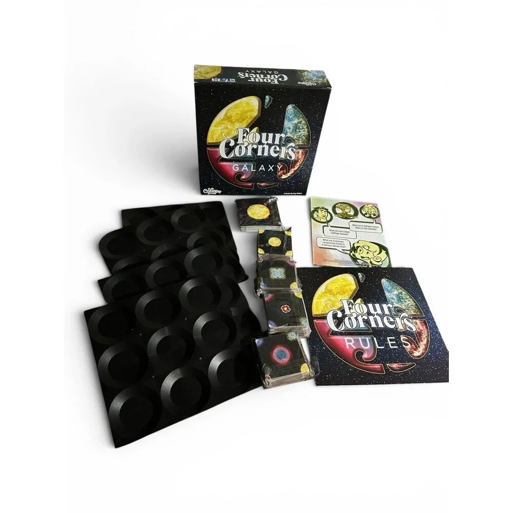 Four Corners: Galaxy Board Game open box New Sealed cards